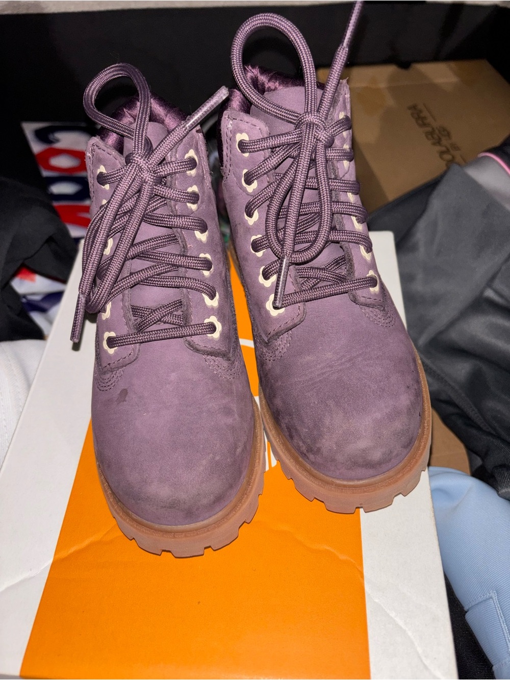 Timberland Purple Suede Lace-Up Kids Boots
